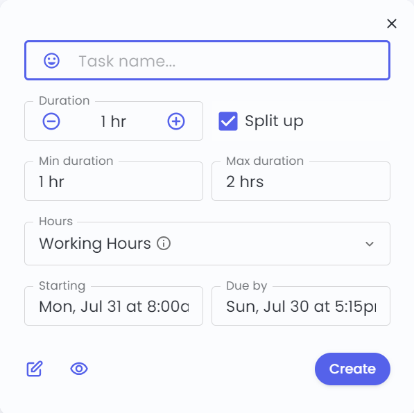 Adding a task in Reclaim