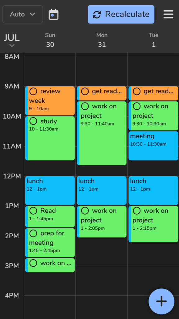 The minimalistic schedule UI is designed to enhance focus and productivity