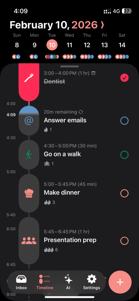 Structured time blocking app