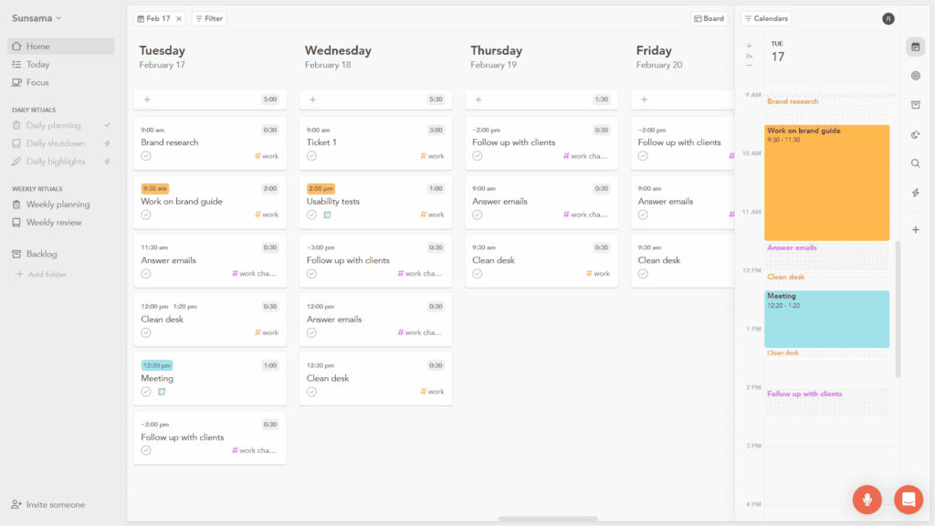 Sunsama time blocking app