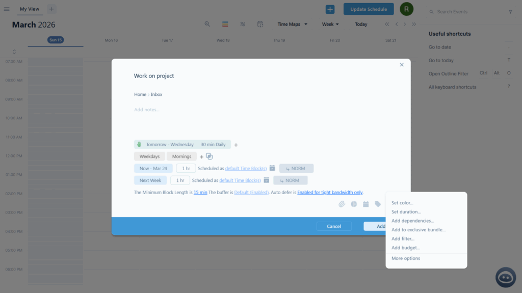 Adding an auto-scheduled task in Skedpal
